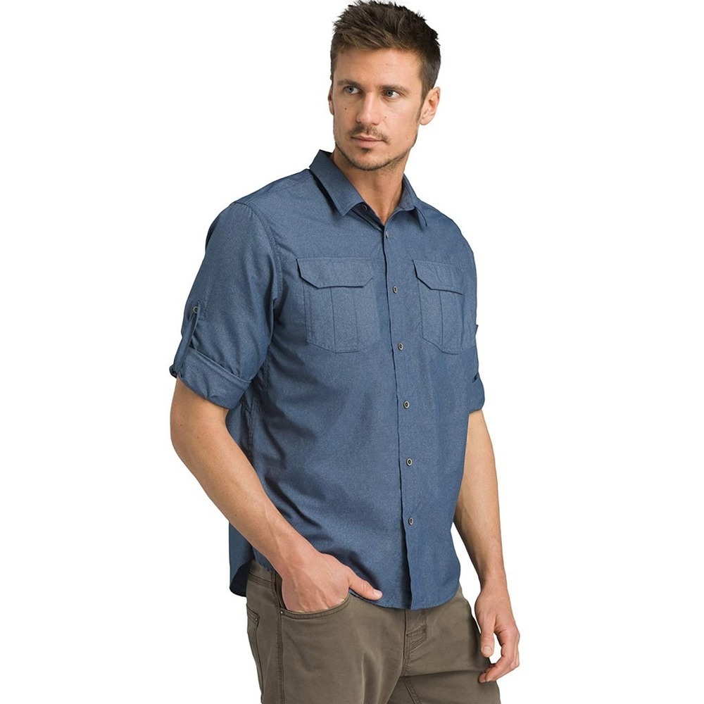 Prana Men's Citadel Button Up Long Sleeve Shirt Blue Small